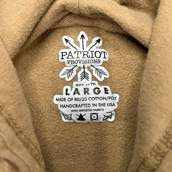Patriot Provisions Hoodie Handcrafted‎ in USA Large Brown - Picture 3 of 9
